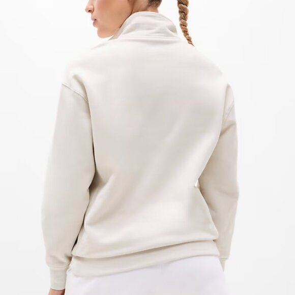 Athleta Forever Fleece 1/4 Zip Sweatshirt Bone Color size XL - Picture 2 of 11